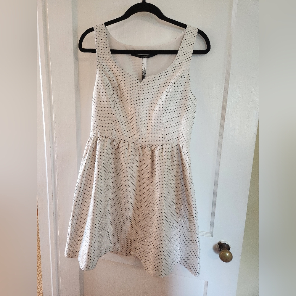 Kensie White and Black Polka Dot Midi Dress